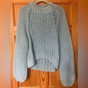 Free People Light Blue Cowl Neck Sweater